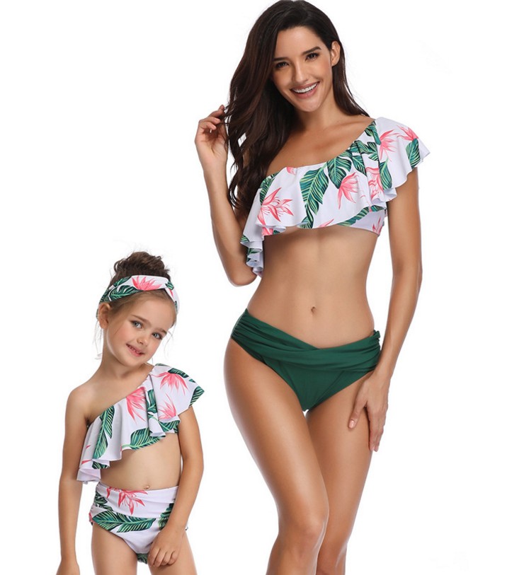F4733 Mommy and Me Two Pieces Swimwear Bikini Set Girls Swimsuits